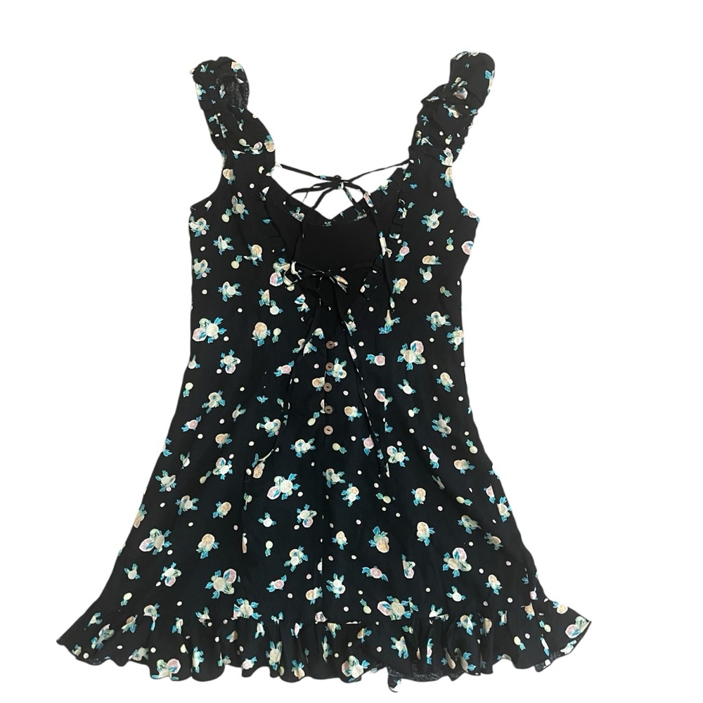 Free People Black and White Floral Like a Lady Mini Dress Large - Picture 4 of 9